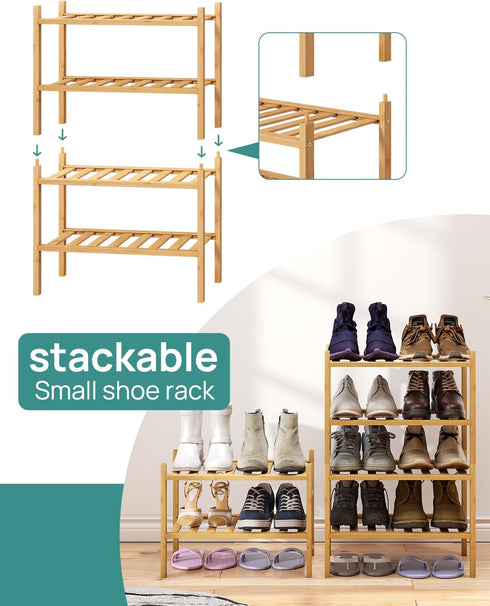 4-Tier Closet 17 viewcare Small Shoe Rack, Rack for Entryway, Bamboo Wood Shoe Shelf for & Hallway, Long in | Beautiful