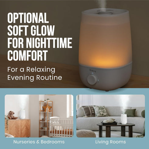 360 Fontaines Luxury Top-Fill Cool Mist Humidifier - Ultra-Fine Spray, Whisper-Quiet Operation, Dishwasher-Safe Tank