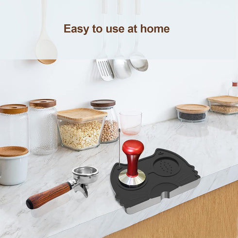 Espresso Tamper Mat, Food Safe Silicone Coffee Mat, Anti-Slip Corner Tamp Pad for Barista Tool Home Kitchen