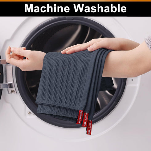 Homaxy 100% Cotton Dish Cloths - Waffle Weave Soft Absorbent Dish Towels, 6 Pack, 12 x 12 Inches, Dark Grey