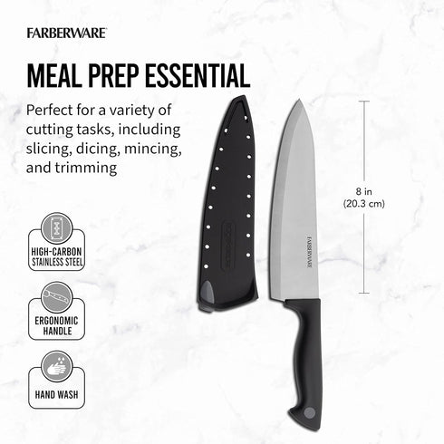 Farberware Edgekeeper 8-Inch Chef Knife - Self-Sharpening High Carbon-Stainless Steel Kitchen Knife