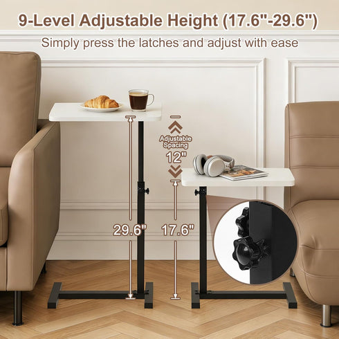 Tinysun C Shaped Small Side Table,Adjustable Tv Tray Side Table for Bedroom,Couch Bed Table TV Trays for Eating