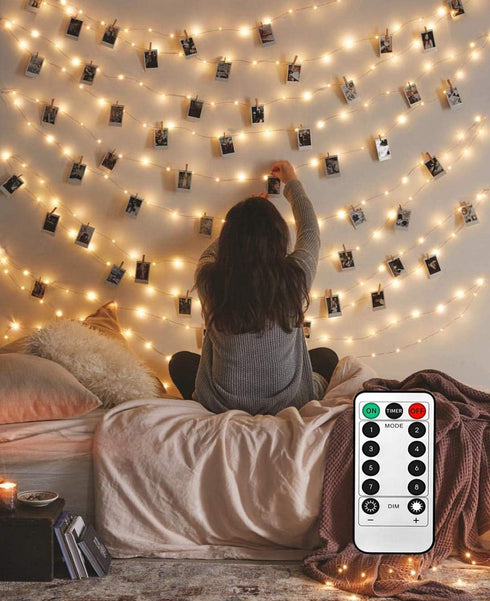 LECLSTAR 50 LED Photo Clips String Lights, 17ft with Remote - 8