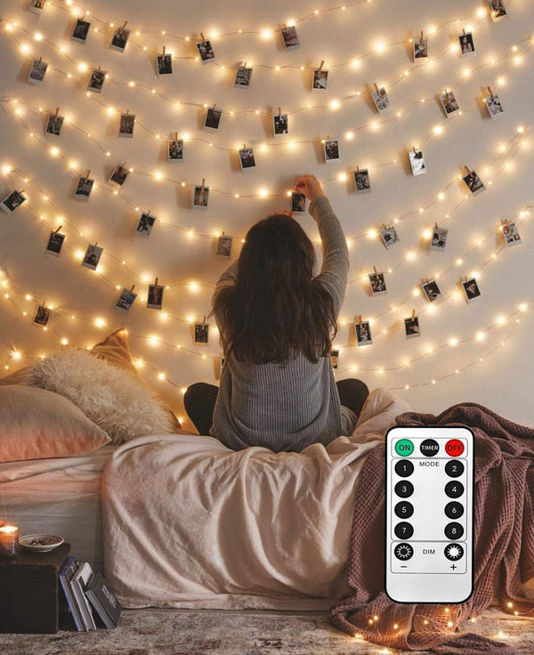 LECLSTAR 50 LED Photo Clips String Lights, 17ft with Remote - 8