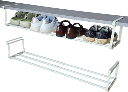 Fliqor Expandable Hanging Shoe Rack for Closet, 2 Pack Retractable Metal Under Shelf