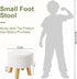 WBKATN Small Ottoman Footrest, White Boucle Foot Stool, Round Pouf Ottoman with Storage, Teddy Velvet Foot Rest