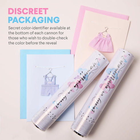 2 2 4 Pack PrimePure Gender Reveal Confetti Cannon - Biodegradable Powder & Heart Shaped Confetti Poppers - Pink