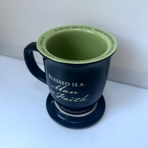 Man of Faith Ceramic Mug and Coaster Set, 14 Ounce, by Abbey Gift