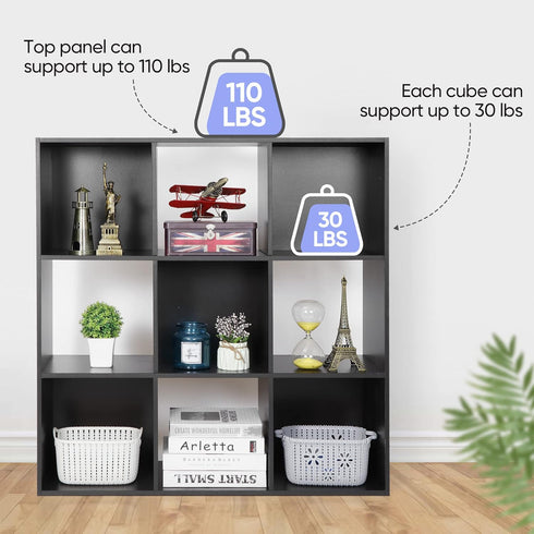 9 5 ZenStyle Cube Storage Shelf Organizer, Wooden Bookshelf System Display Cube Shelves Compartments, Customizable W/