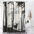 Decorative Shower Curtain, Silhouette of Pine Forest Family Deer and Birds, Brown 72"x78" Waterproof Bathroom Set with