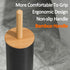 Leadfun Toilet Bowl Brush and Holder, Toilet Brush with Bamboo Handle and Covered Holder, Dual Brush Options, Weighted