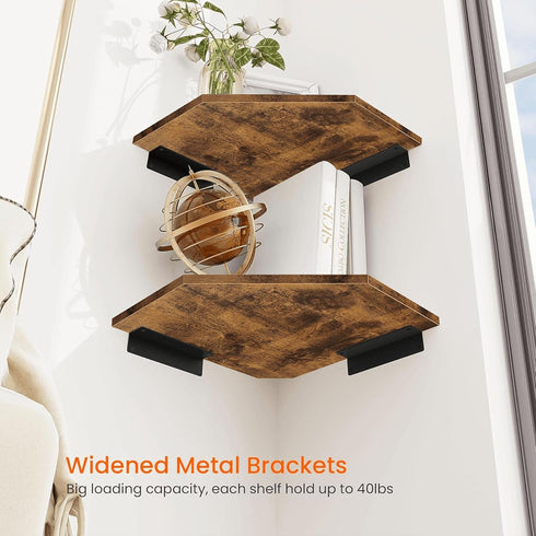 Set 2 Homode Corner Shelf Wall Mount, of Floating Corner Shelf Organizer for TV Accessories, Speaker, Cable Box, Game