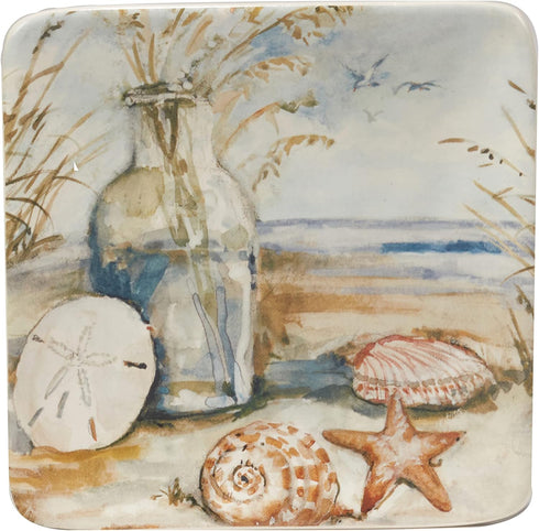 Certified International Coastal Landscape 6" Canape/Luncheon/Appetiser Plates, Assorted Designs, Multicolor, Medium, Set of 4 by Certified International