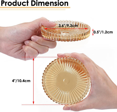 OGANAZI Set 5- Modern Clear Coaster of Glass Coasters for Drinks Crystal Coasters Round Cup Coasters Coffee Table Decor