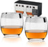Viski Irving Chrome Rim Crystal Lowball Tumblers - Set of 2, 9 oz Gold Rimmed Cocktail Glass Gift Set