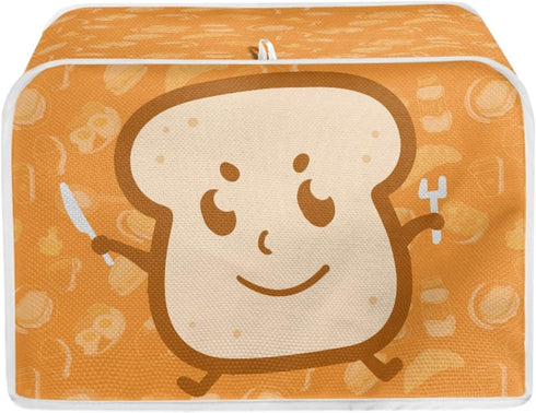 Cartoon Toaster Design Toaster Cover 4 Slice Wide Slot Decorative,Small Kitchen Appliance Bread Maker Dust and Fingerprint Protection