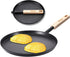 8-Inch Frying Pan Skillet, Lightweight Flat Crepe Pan with Wooden Handle for Indoor Outdoor Cooking