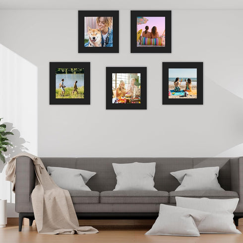 15 Pack 12x12 8x8 Black Picture Mats, Frame Mattes for Pictures Display Photo Frame Mat Core Bevel Cut Mat Board Show