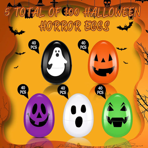 Libima 200 3" Pcs Easter Eggs Plastic Eggs with Ghost Easter Skull Empty Bulk Fillable for Egg Hunt Party Favors Basket
