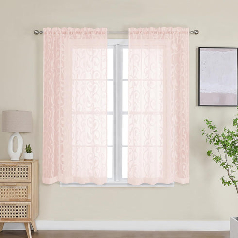 OWENIE Furman Sheer Curtains Set, 2 Panels 45 Inch Length for Living Room Bedroom, 42Wx45L inch
