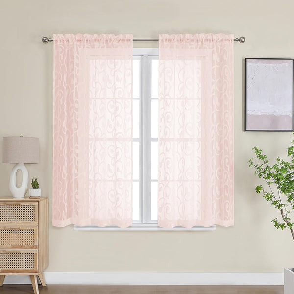 OWENIE Furman Sheer Curtains Set, 2 Panels 45 Inch Length for Living Room Bedroom, 42Wx45L inch