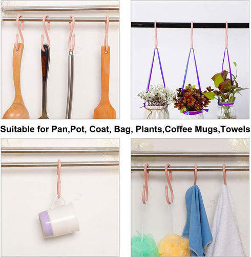 uxcell 16 Pack S Shaped Hooks, Plastic Hanger for Kitchen Bathroom Closet, Holder for Pots, Pans, Cups, Utensils