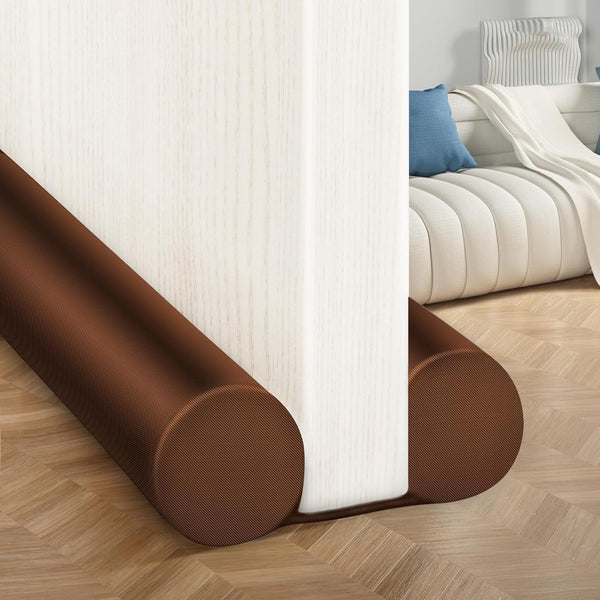 MAXTID Adjustable Brown Door Draft Stoppers, 32"-38", Double Sided Insulation Strip, Air Stopper