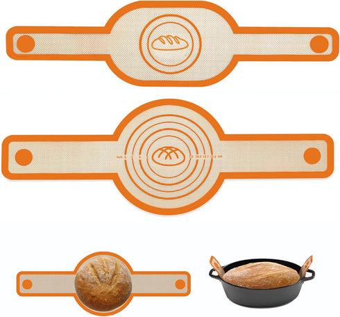 2Pcs Silicone Bread Sling for Dutch Oven, Non-Stick Easy Clean Baking Mat with Long Handles