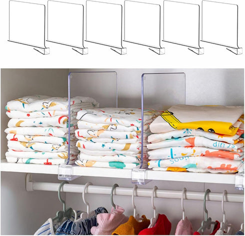 Yieach 6 Pack Clear Acrylic Shelf Divider for Closet Organization - 9.2 Tall