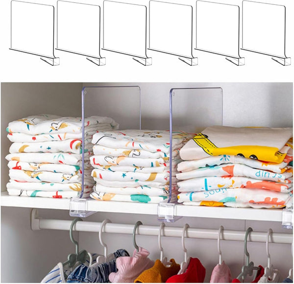 Yieach 6 Pack Clear Acrylic Shelf Divider for Closet Organization - 9.2 Tall