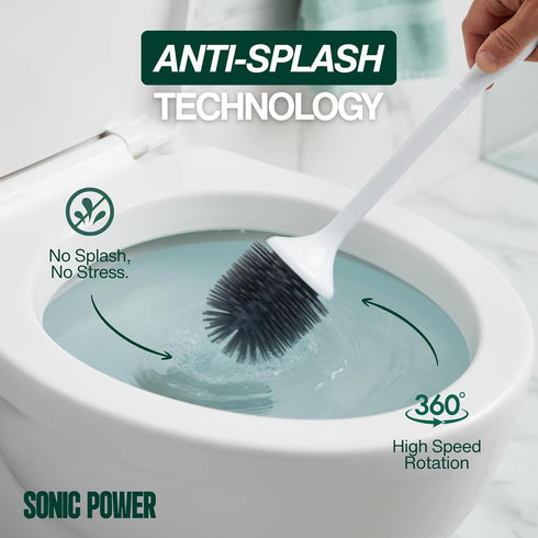 Set, (Pack 1) Electric Toilet Brush & Scrubber Self Cleaning Silicone Toilet Bowl Brush with UVC Light, Rechargeable