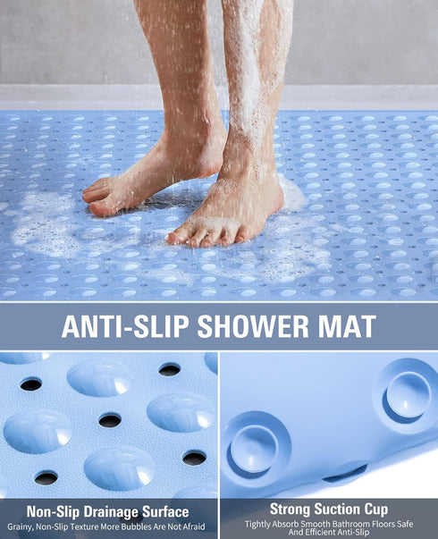 47.2" 31.5" Yolife Extra Large TPE Shower Mat, L x W Anti Slip Bath Mat with Drain Holes and Suction Cups, Large Size