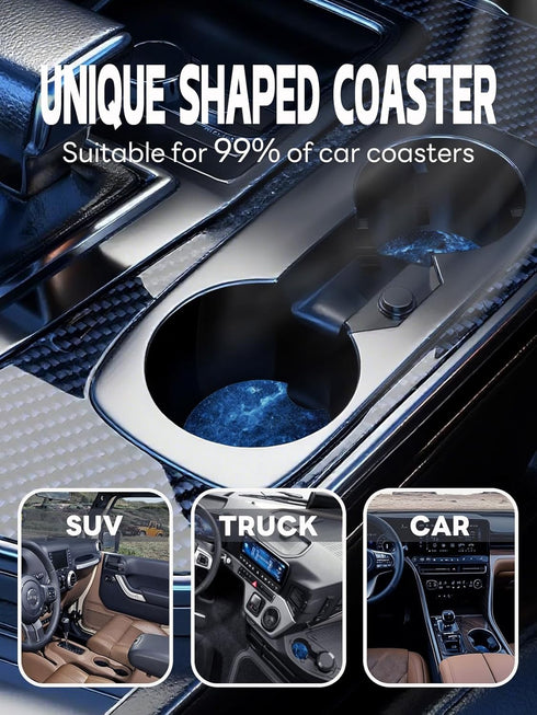 WOCOCN Car Coasters, 2.75inch Anti Slip Cup Holder Coasters for Car, Pack of 2 (Blue Sky)