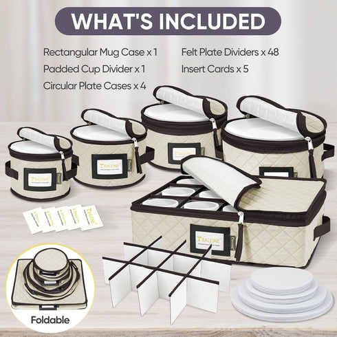 BALEINE China Storage Containers, Sturdy Quilted Wine Glass Storage, Plate Organizer with Carry Handles, Moving Boxes