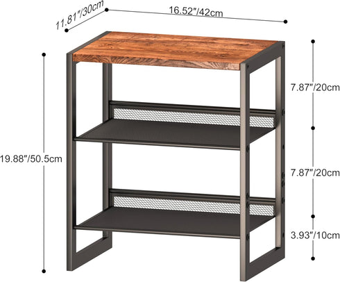 CHEMPFR 3-Tier Entryway/Closet/Dorm 16.5x11.8x19.8 Inches Narrow Shoe Rack, Slim Space-Saving Shelf with Decorative