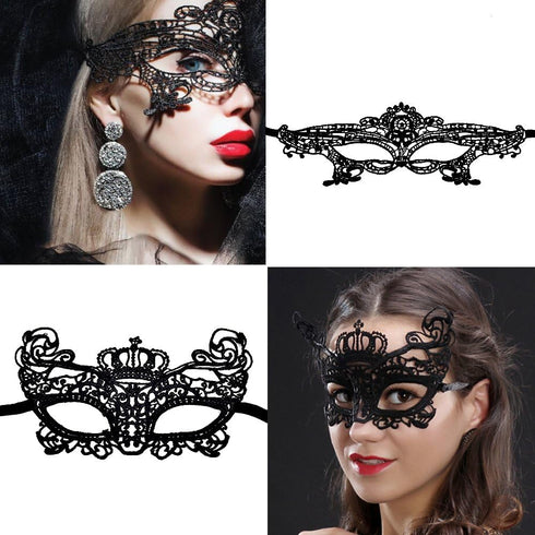 15 Packs Women's Sexy Flexible Lace Masks, Eye-mask for Ball Party Venetian Masquerade Costume - Black