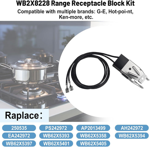 WB2X8228 Element Range Receptacle Block Kit Compatible with G-E Electric Hot-Point Ranges, Replaces AP2013499, 4 Pack