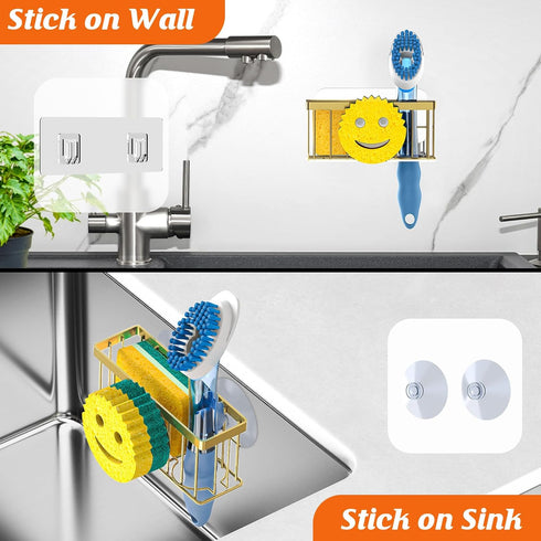 2 Cups/1 MURLONG Sponge Holder Smiley Face, Sink Caddy for kitchen Sink, Kitchen Organizer Sponge Holder with PCS