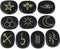 Amogeeli Black Obsidian Witch Rune Stones Set, 10pcs Gypsy Symbol Engraved Crystal for Divination
