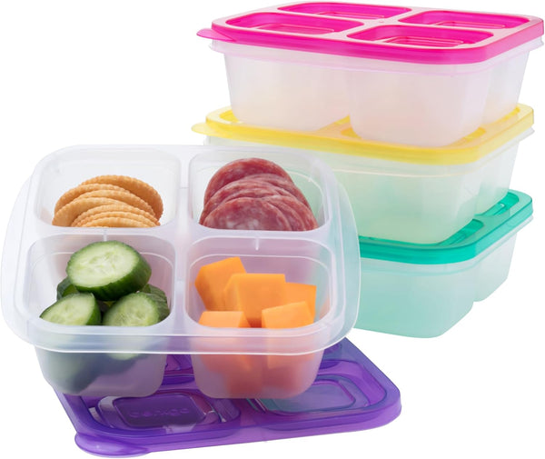 Bentgo Easyboxes 8-Piece Set - 4-Compartment Snack Containers with 4 Trays & 4 Lids, BPA-Free (Brights)