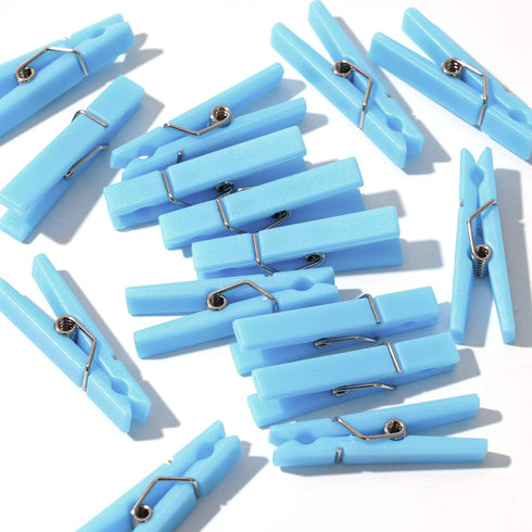60PCS Baby Shower Clothespin Games, 1.4 inch Plastic Mini Clothes Pins for Party Decorations, DIY Crafts (Blue)
