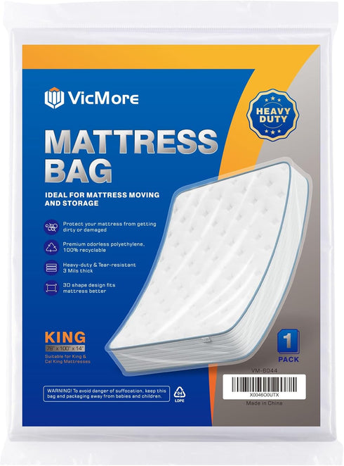 Heavy-Duty King Size Mattress Bag for Moving, 78-Inch by 100-Inch Durable Waterproof Mattress Storage Cover