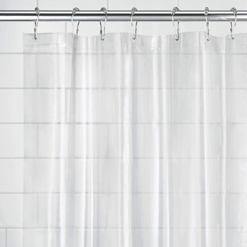 iDesign Vinyl Shower Liner, PVC-Free Curtain with Magnets, Long, Clear
