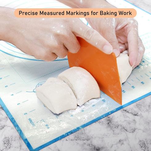 Silicone Pastry Mat with Measurement, Baking Mat for Fondant, Rolling Dough, Pie Crust, Pizza, Cookies, 16" x 24", Blue