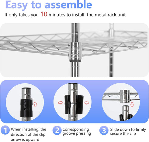 FDW 3 Tier Wire Shelving Units - Metal Storage Rack 23L x 13W x 30H, Adjustable Pantry Shelves for Kitchen