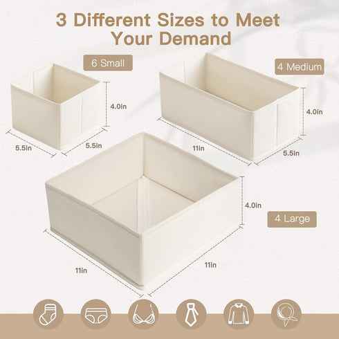 14 Pack Closet Criusia Drawer Organizer Clothes, Dresser Organizer for Baby Clothes, Underwear, Sock- Foldable