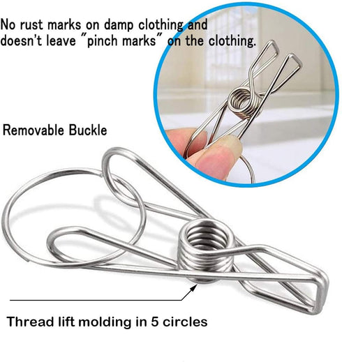 CenYouful Stainless Steel Round Drying Rack with 20 Clips for Socks, Baby Clothes, Bras, Towels, Underwear, Hats,