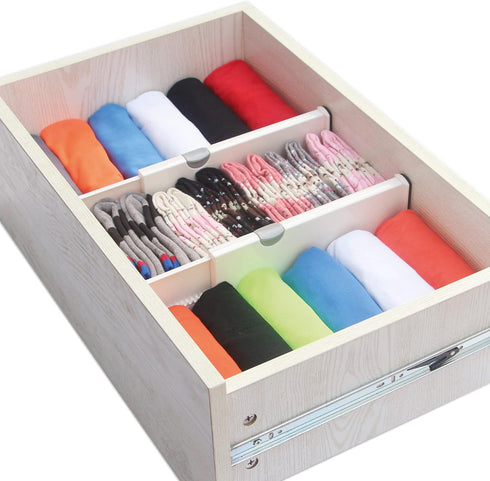 Set of 8 Adjustable Plastic Drawer Dividers, Organizer Separators for Bedroom, Bathroom, Closet, and Kitchen