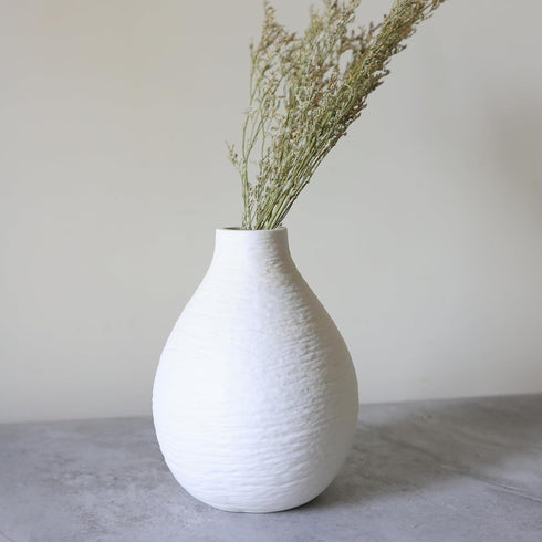 Snow Inspired Flower Vase, Ceramic Vases, White Vases, Minimalist Design for Elegant Home Decor for Coffee Table