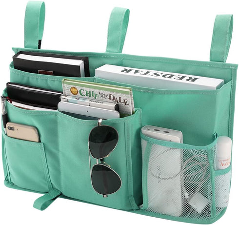 Bseash Bunk Bed Organizer, Bedside Caddy Hanging Storage Bag with 8 Pockets for College Dorm Rooms, Light Green
